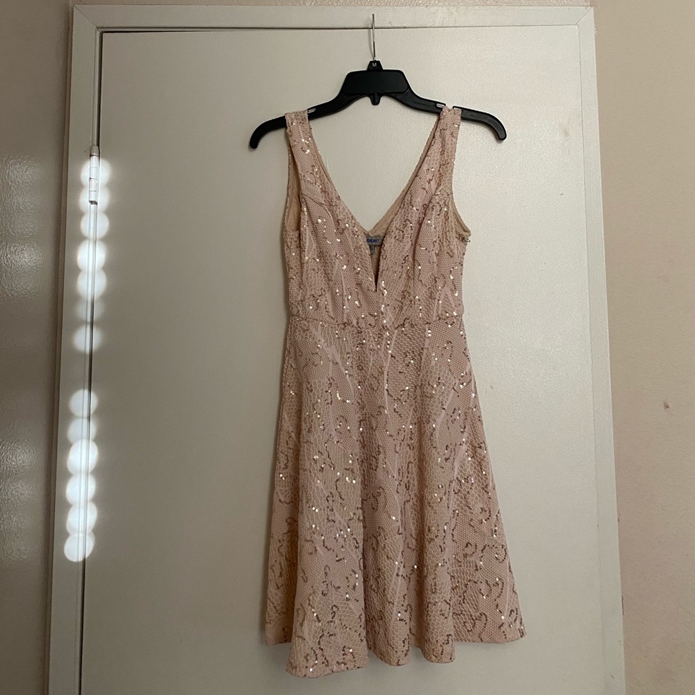 Pink Knee High Sparkle Cocktail Dress